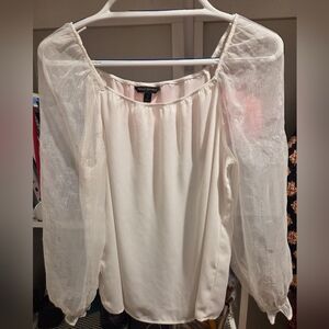 Banana Republic Cream Blouse with Sheer Sleeves